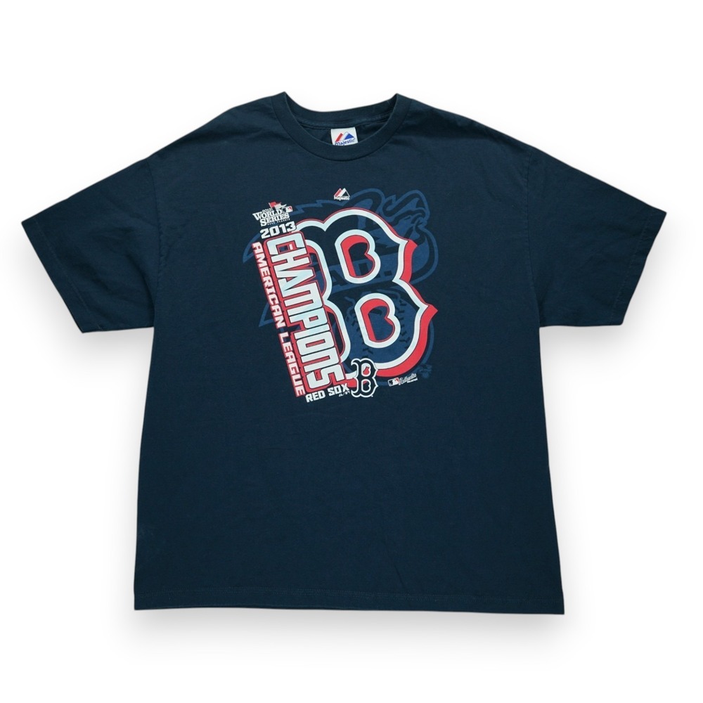 Boston Red Sox 2013 World Series Champs Majestic T Shirt Men's Size 2XL Blue